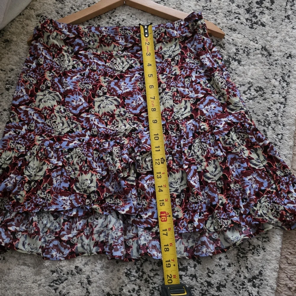 Free People Tiered Ruffle Mini Skirt Womens 6 Boho Preppy Coastal Cowgirl Floral